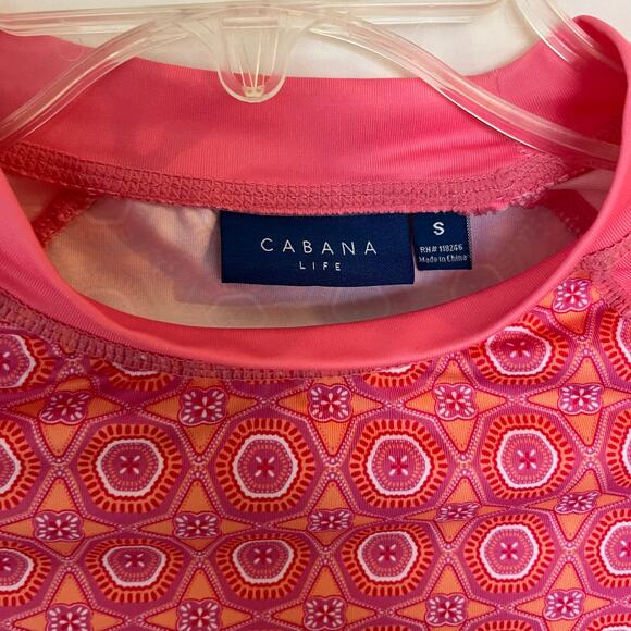 Cabana Life Women's Pink Tile Rashguard Swim Shirt Size S Swim Summer - Picture 3 of 6